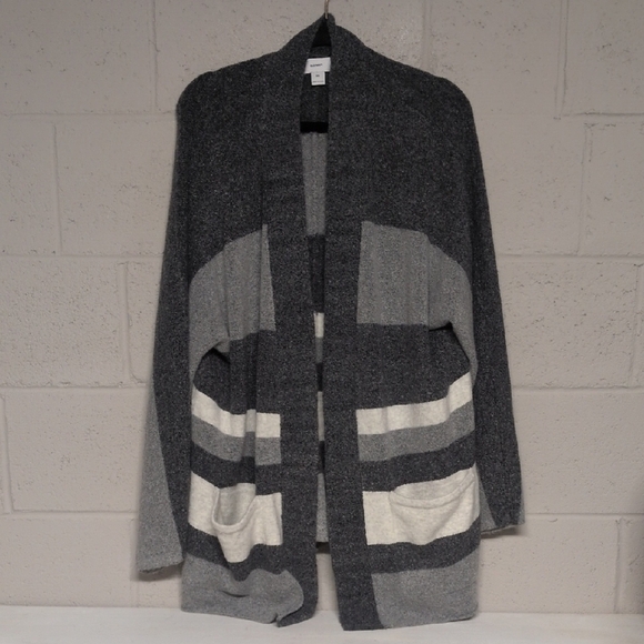 Old Navy Charcoal Striped Soft Knit Open Front Cardigan Size XXL - Picture 1 of 4